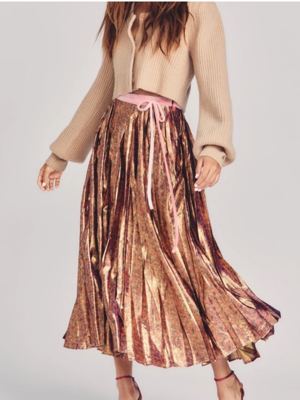 LoveShackFancy Lotty Midi Skirt in Pink Orchid